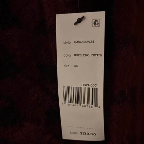 NWT Liverpool Women's Burgundy Houndstooth Sweater Jacket XS Soft - Picture 5 of 6